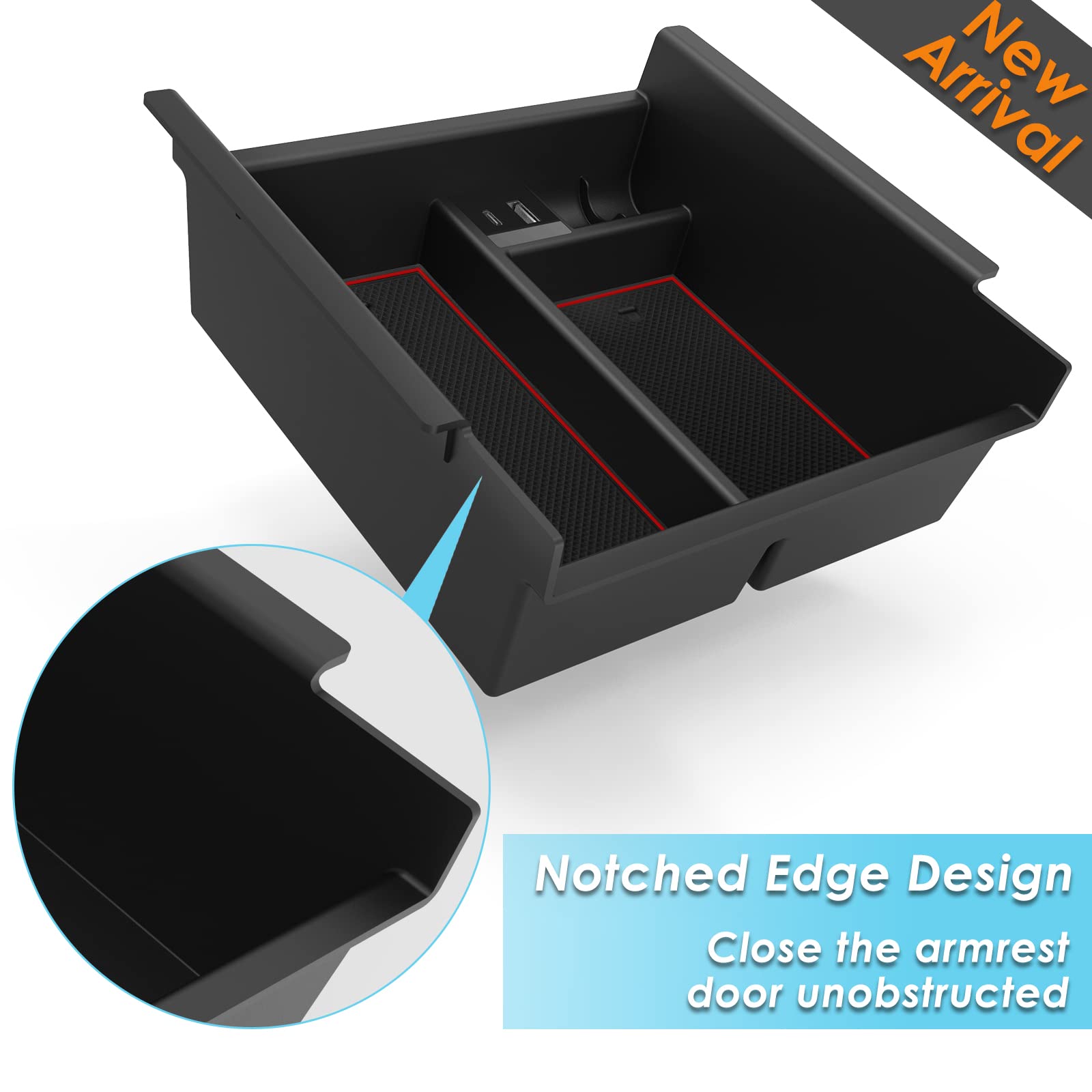 DrCarNow Upgrade for Toyota 4Runner Center Console Organizer Tray 2024 2023,2022-2010(with USB Port), Insert storage Armrest Box for 4Runner 2010-2019 2020 2021 2022 2023 2024 5th Gen Car Accessories