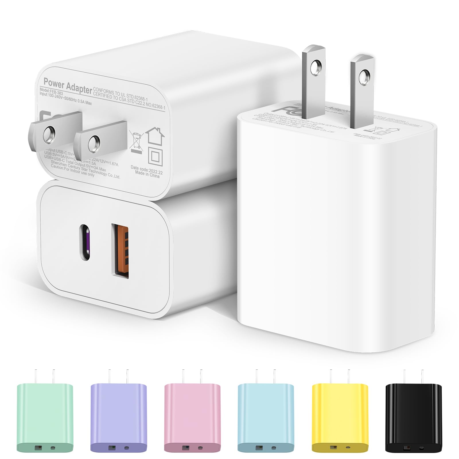 [3 Pack] USB C Charger Block, iPhone 16 Charger Block Dual Port PD Power Adapter Fast Charging Block for iPhone 16/16 Pro/16 Pro Max/16 Plus/15/14/13/12/11,X, iPad, Google Pxel, Samsung Galaxy