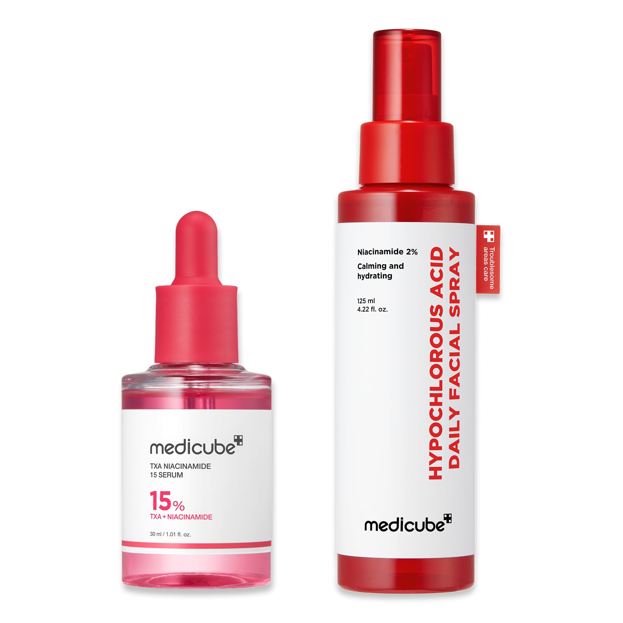 medicube Red Power Duo for After Spot Care Use: TXA+Niacinamide 15% Glow Facial Serum and Power Soothing Spray