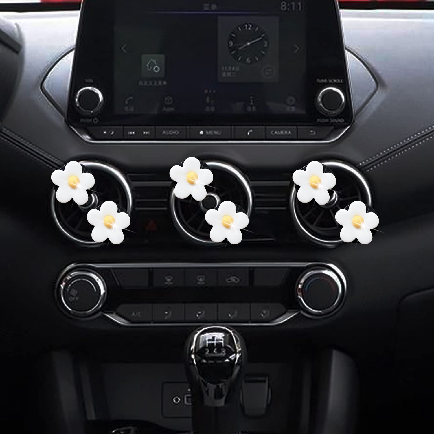 NTRR Cute Daisy Vent Clips, 5 Pcs White Flower Car Air Fresheners for Women Daisy Diffuser Vent Clips Car Interior Decor Cute Daisy Car Accessories for Girls Women