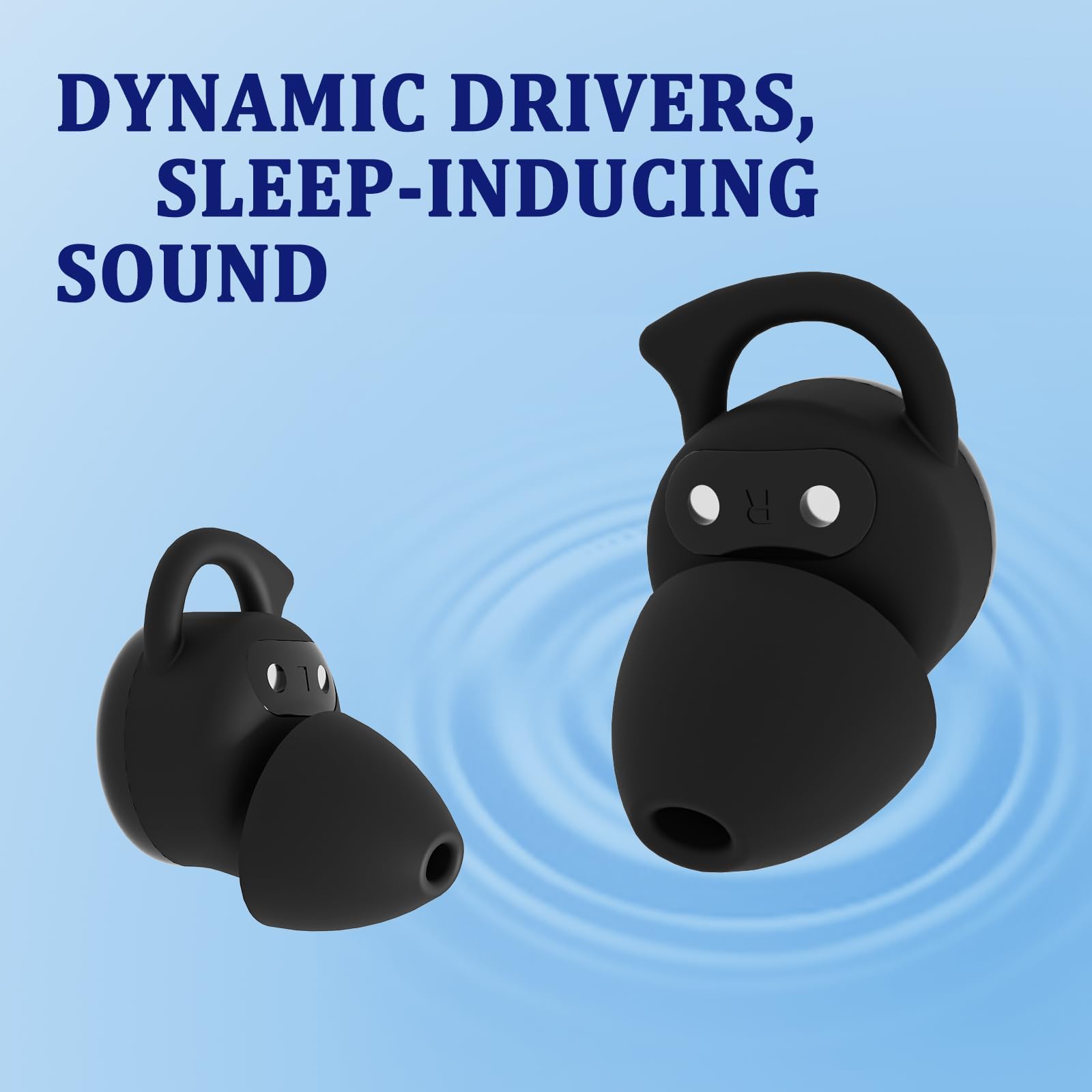 Invisible Sleep Headphones,Sleep Earbuds for Side Sleepers, Comfortable Noise Blocking Sleeping Earbuds, Bluetooth 5.3 Wireless Ear Buds for Sleeping, Driving, Cycling - Black