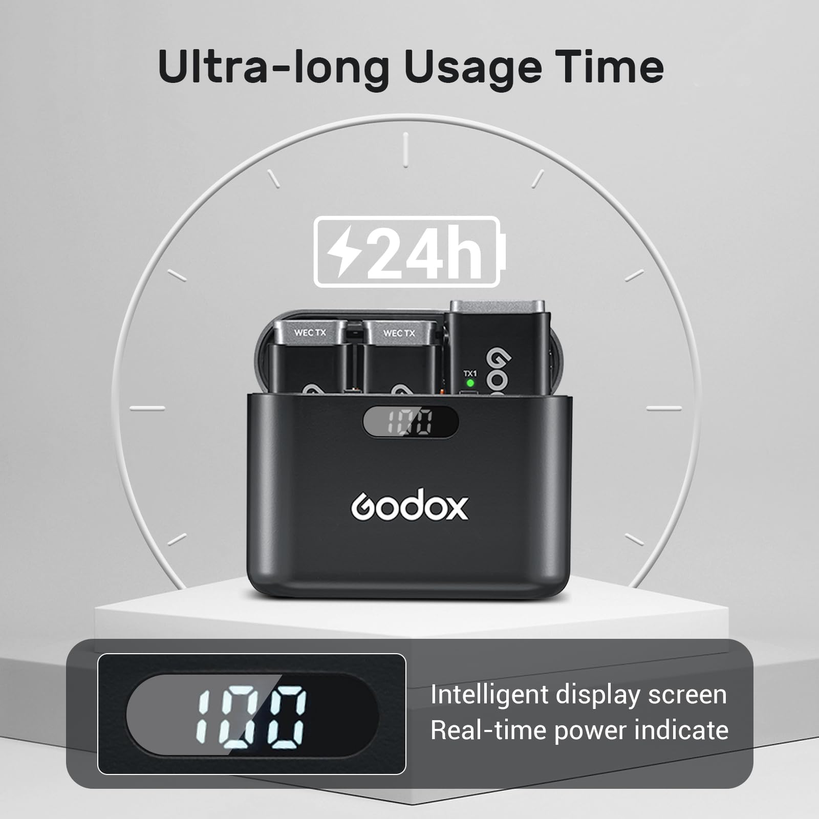 GODOX WEC Kit2 Wireless Lavalier Microphone, 8H Battery Life, Dual Channel 2.4G Wireless Mic, 200m(656ft.) Range, Noise Cancelling with Charging Case for Cameras, Smartphone, PC, TikTok, YouTube