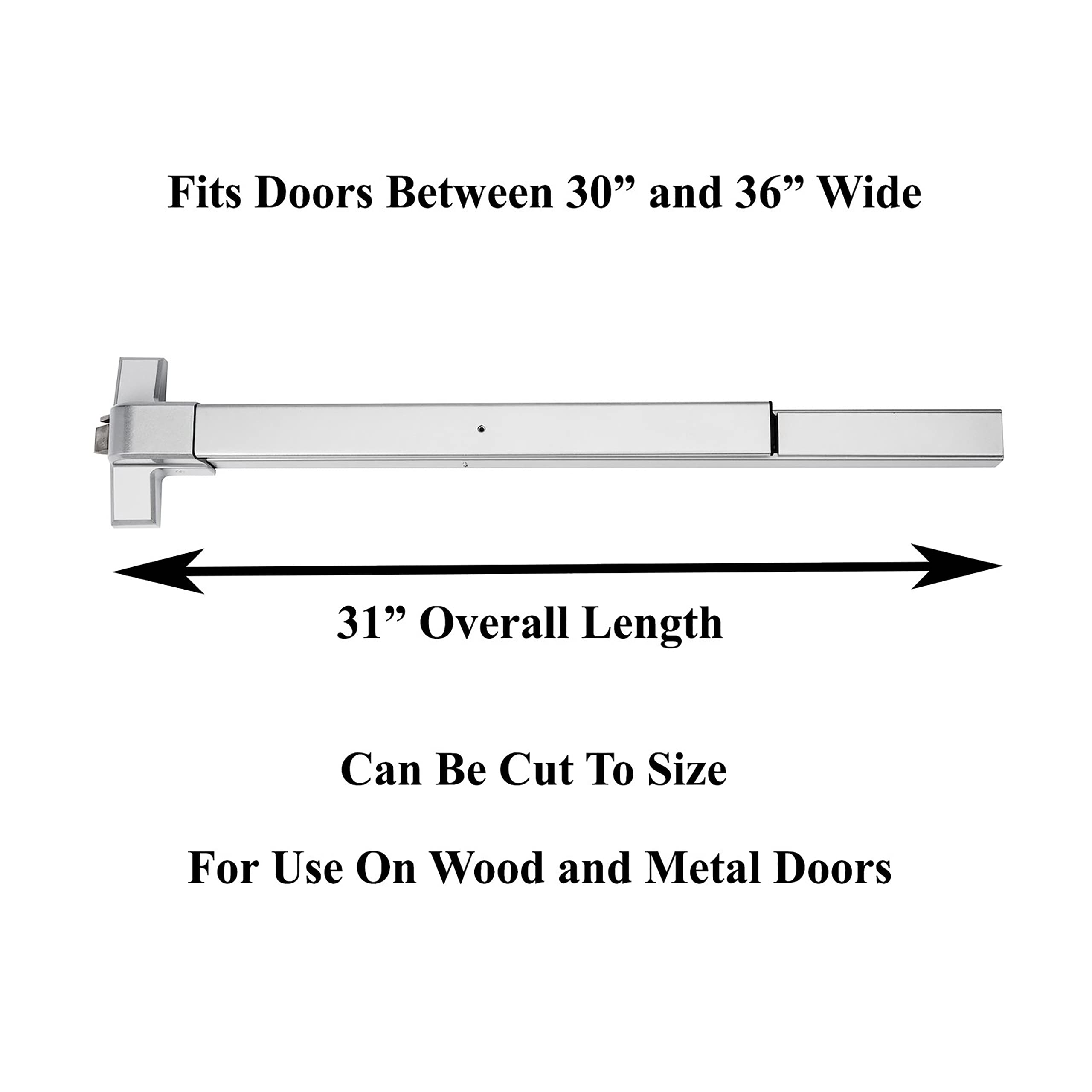 Dynasty Hardware Push Bar Panic Exit Device for Emergency Exit Doors Aluminum