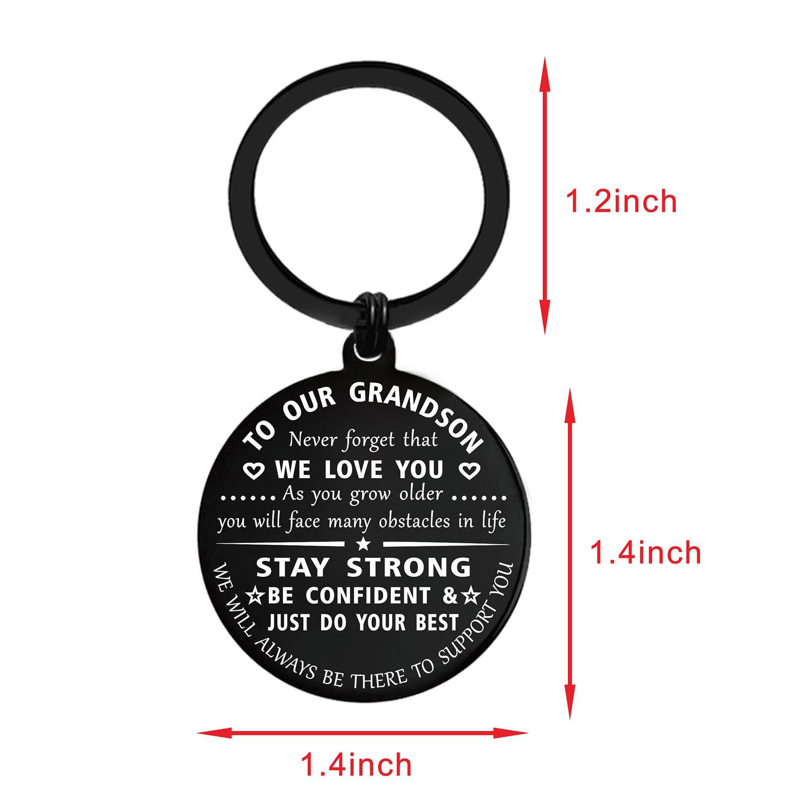 ENGZHI Our Grandson Gifts from Grandparents - Don't Do Stupid Love Grandma and Grandpa Keychain for Teen Boys Grandson Birthday Gift Ideas