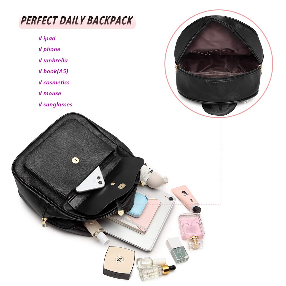 MACCINELO Cute Leather Mini Backpack Purse for Women Bowknot Small Backpack for Girls gift Rucksack Ladies Shoulder Bag 3pcs