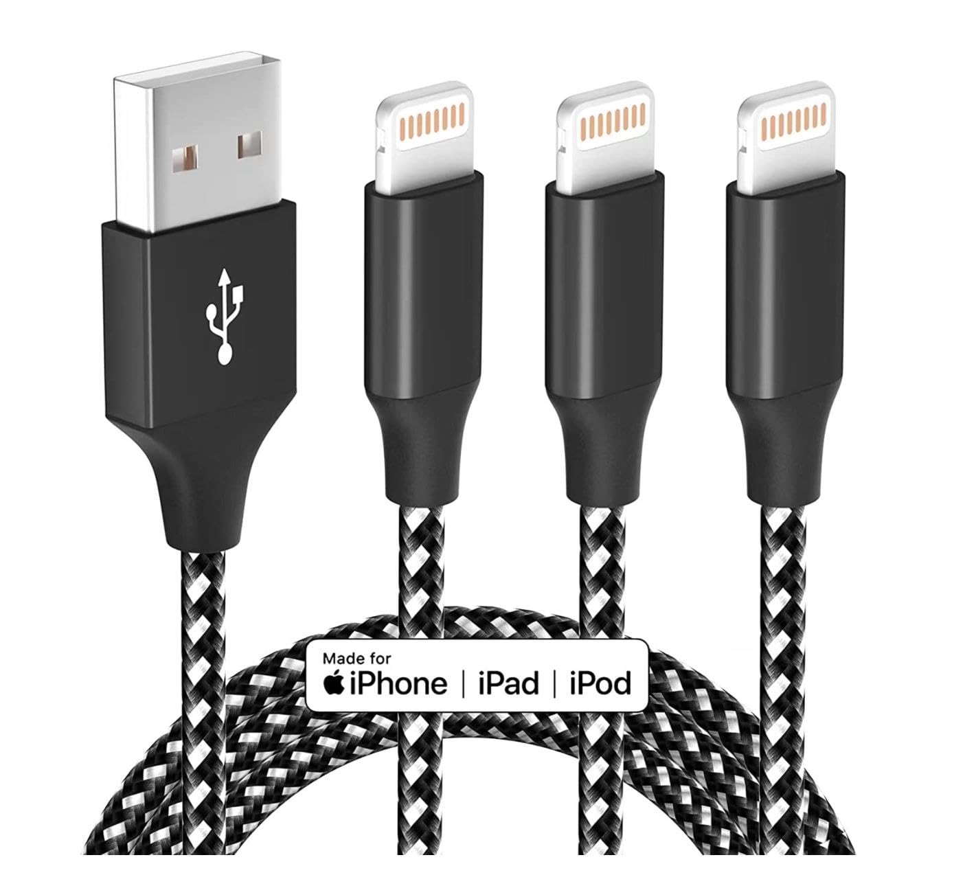 iPhone Charger Fast Charging Cord 3 Pack 10 FT Apple MFi Certified Lightning Cable Nylon Braided iPhone Charger Cord Compatible with iPhone 13 12 11 Pro Max XR XS X 8 7 6 Plus SE iPad and More