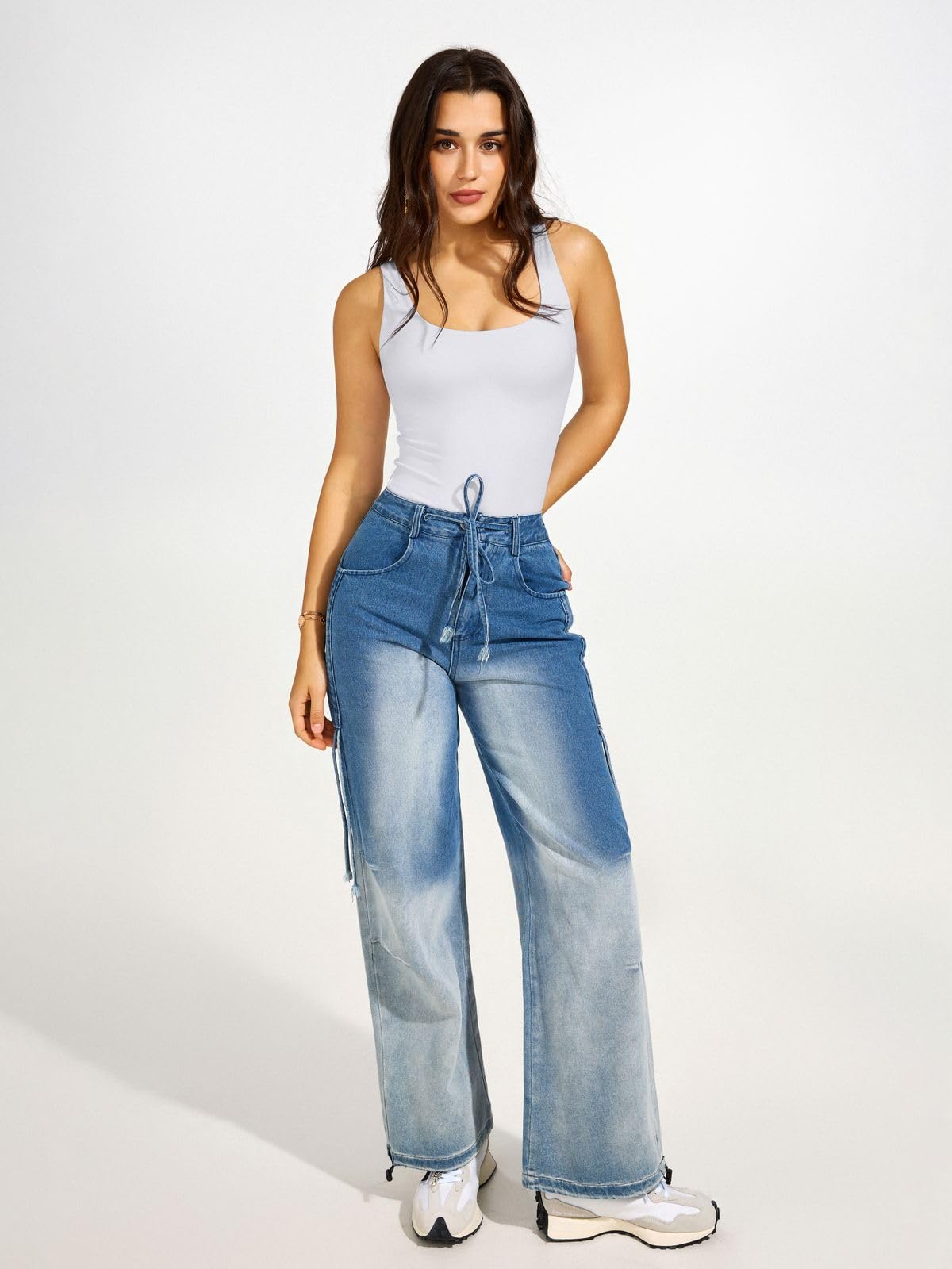 REORIA Bodysuit for Women Scoop Neck Sleeveless Tank Top Bodysuits 2025 Sexy Thong Bodysuit Basic Leotards for Women