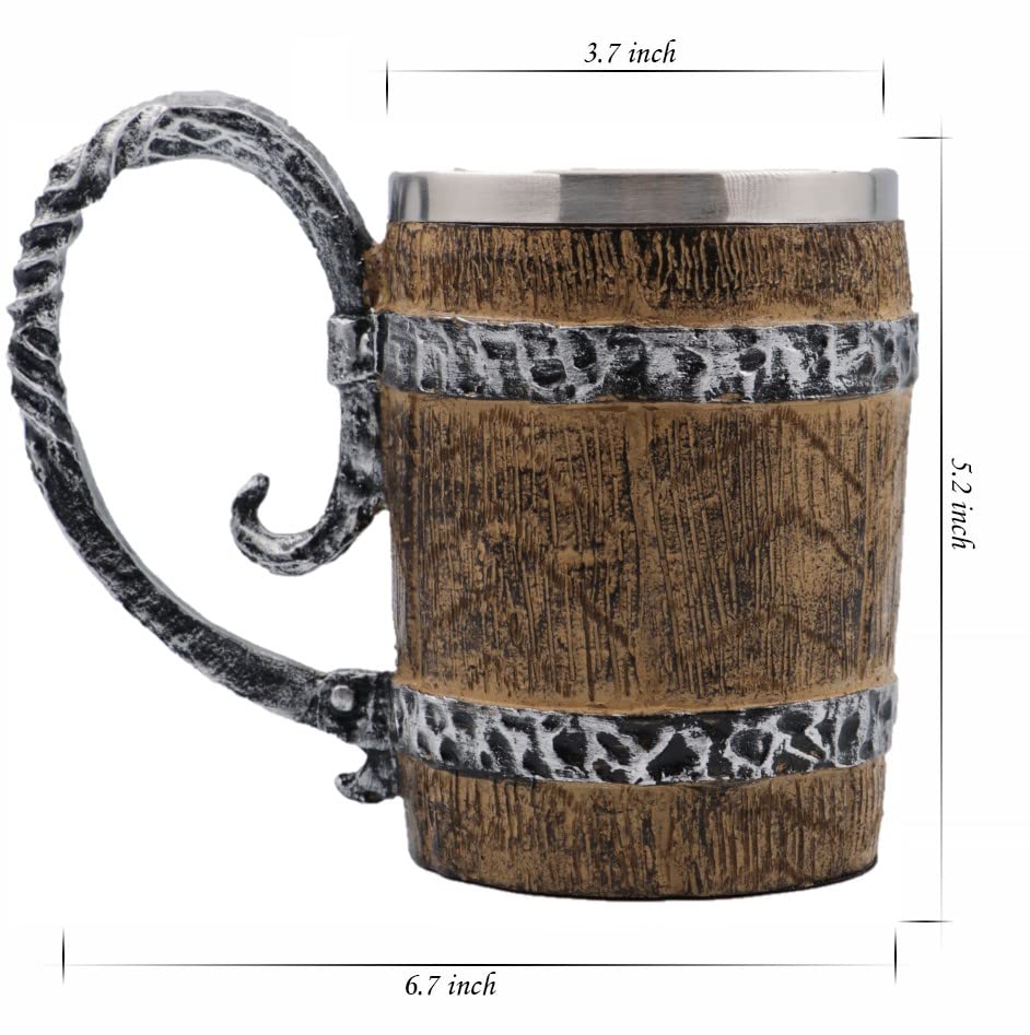 WOKHACH 18oz Gift Skull Pirate Beer Mug Stainless Steel Large Coffee Cup Norse Gothic Decor Viking Festival Gift GOT Pirate Decor