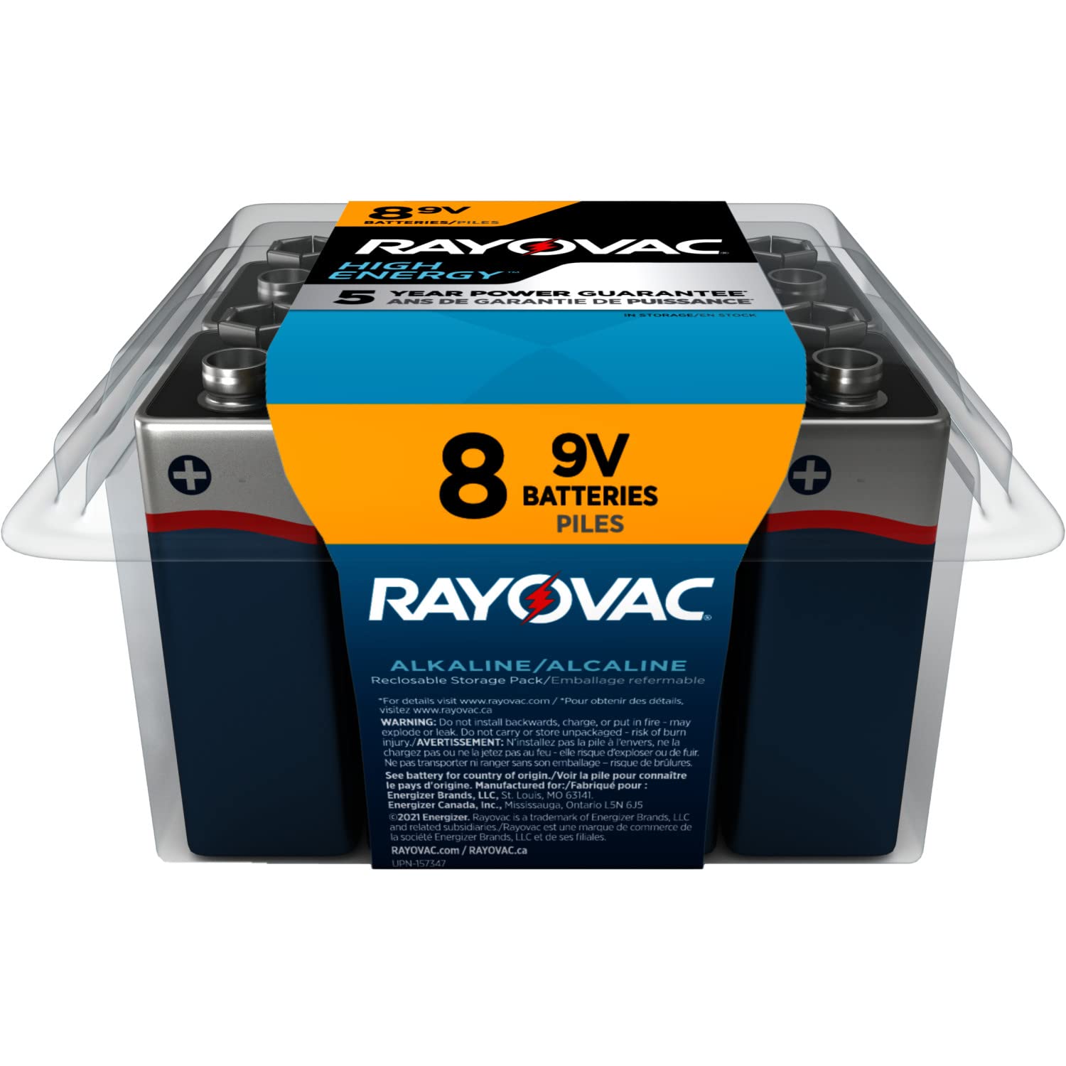 Rayovac 9V Batteries, Alkaline 9V Battery (8 Count)