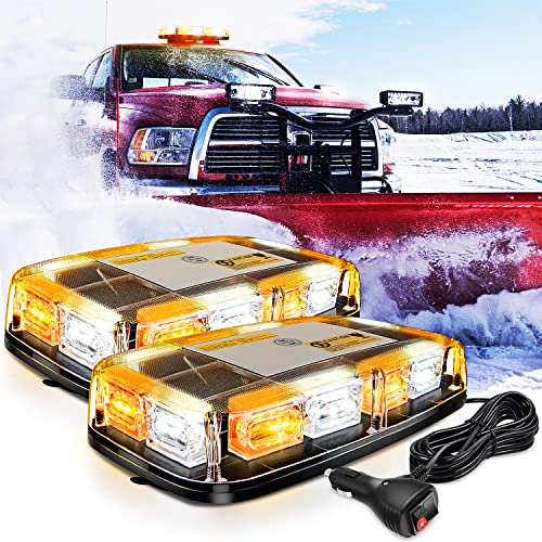 Nilight 2PCS 12 Inch Roof Top Strobe Lights 48LED Hazard Light Emergency Safety Warning LED Flashing Light Bar Magnetic Mount 12V 24V for Cars Trucks Snow Plows Construction Vehicles