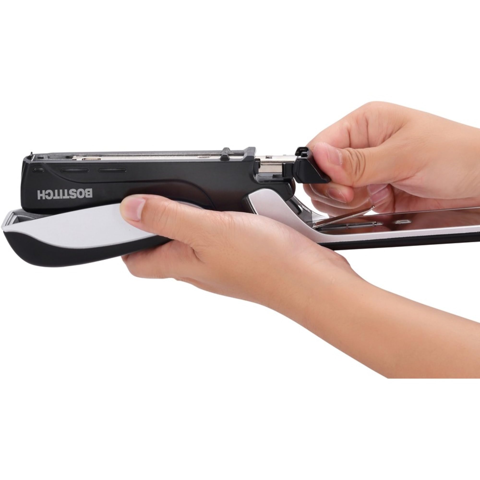 Bostitch Office Premium Spring-Powered Desktop Stapler- One Finger, No Effort - Black/Gray (1140)