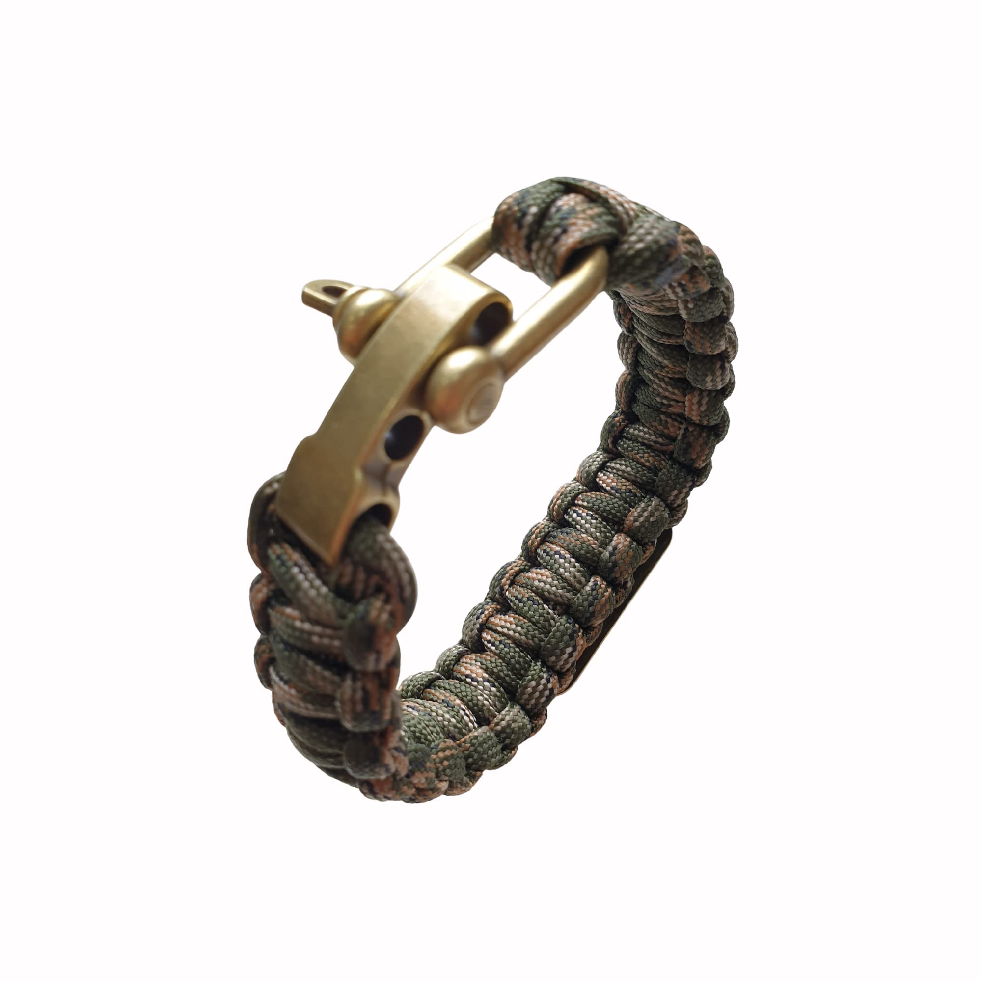 VAYOBOO Paracord Bracelet - Tactical Survival Bracelet for Men with Bronze USA Flag - 3 Adjustable Sizes - Green Camo, L