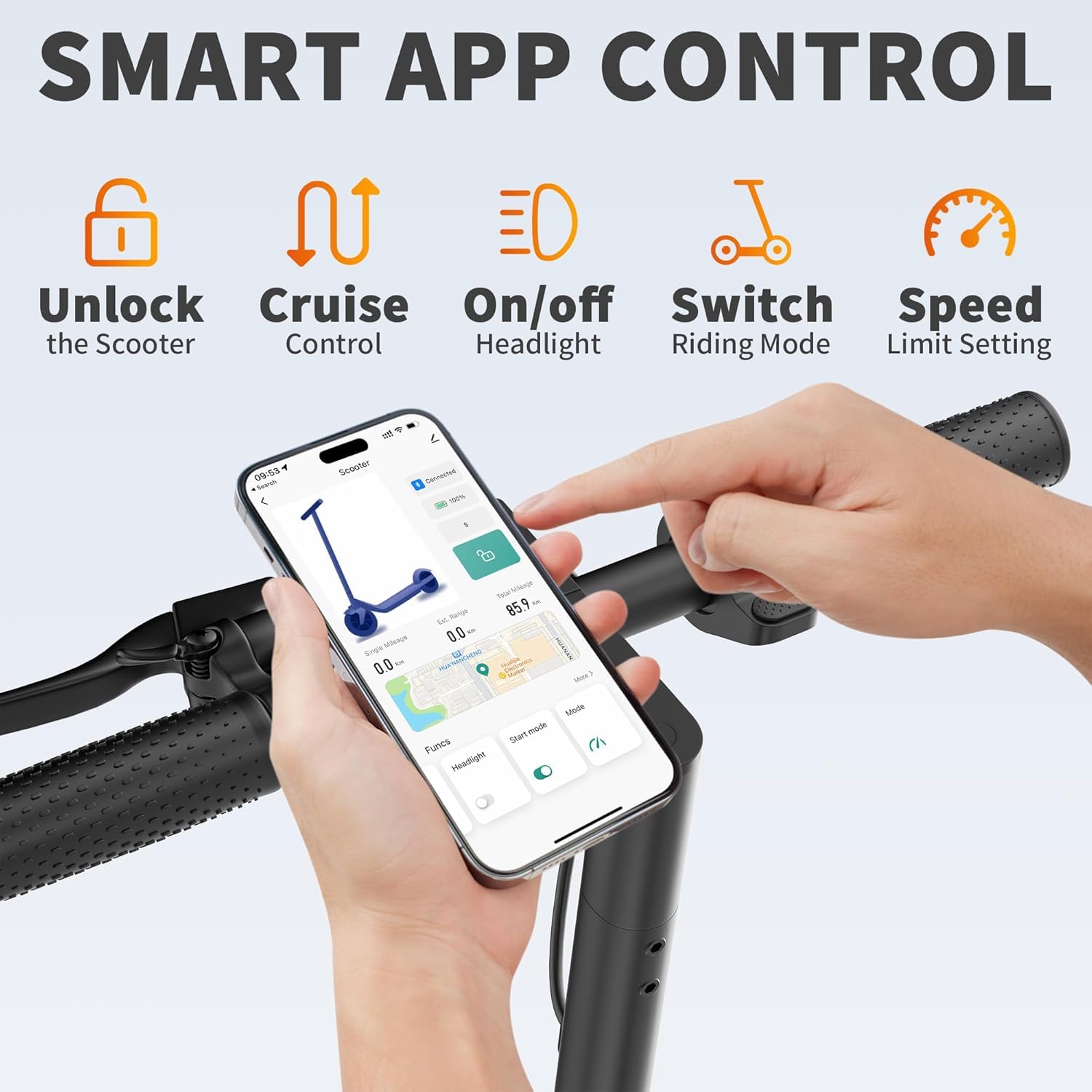 Riuiio Electric Scooter for Adults - 19MPH, 21-Mile, Dual Suspension, 8.5" Solid Tires, 350W Motor, UL2272 Certified Foldable Commuting E-Scooter with App Control, Black
