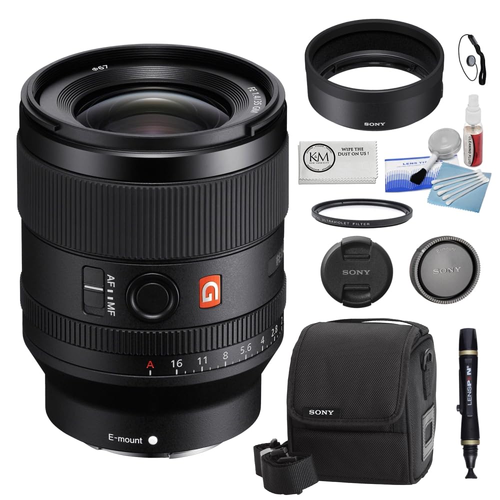 Sony FE 35mm f/1.4 GM Lens Bundled with 67mm UV Filter + 5-Piece Camera Cleaning Kit + Cleaning Lens Pen + Lens Cap Keeper + Microfiber Cleaning Cloth (6 Items)