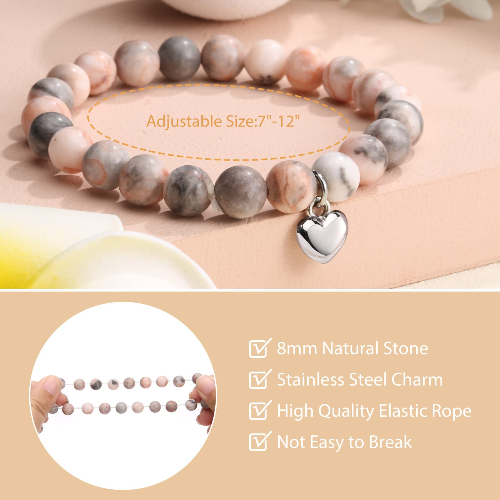 Jewelry&Card Sweet 16 Year Old for Girls, Natural Stone Bracelet 16th Birthday for Daughter Granddaughter Niece Friend Sister