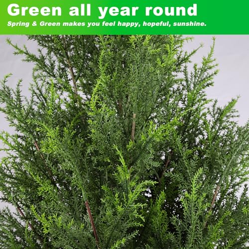 Artificial Topiary Cedar Trees 3FT Artificial Cedar Pine Tree Potted UV Rated Plant Fake Plants Tall Artificial Plants Shrubs for Indoors Outdoors Garden Home Decor (2 Pack)