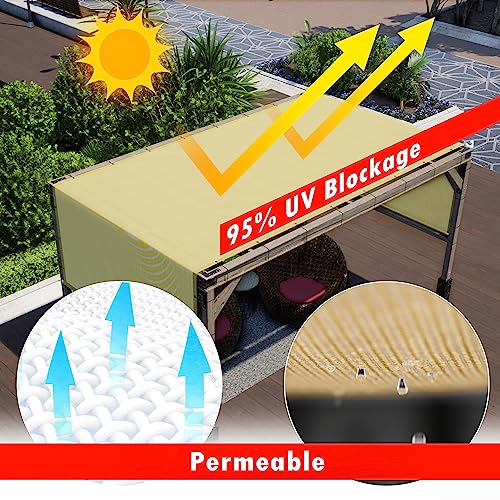 Royal Shade 8' W x 14' L Grey Waterproof Pergola Sun Shade Canopy Replacement Cover, 220 GSM Cloth for Outdoor Patio, 95% UV Blockage, Includes Stainless Steel Weighted Rods (We Customize)