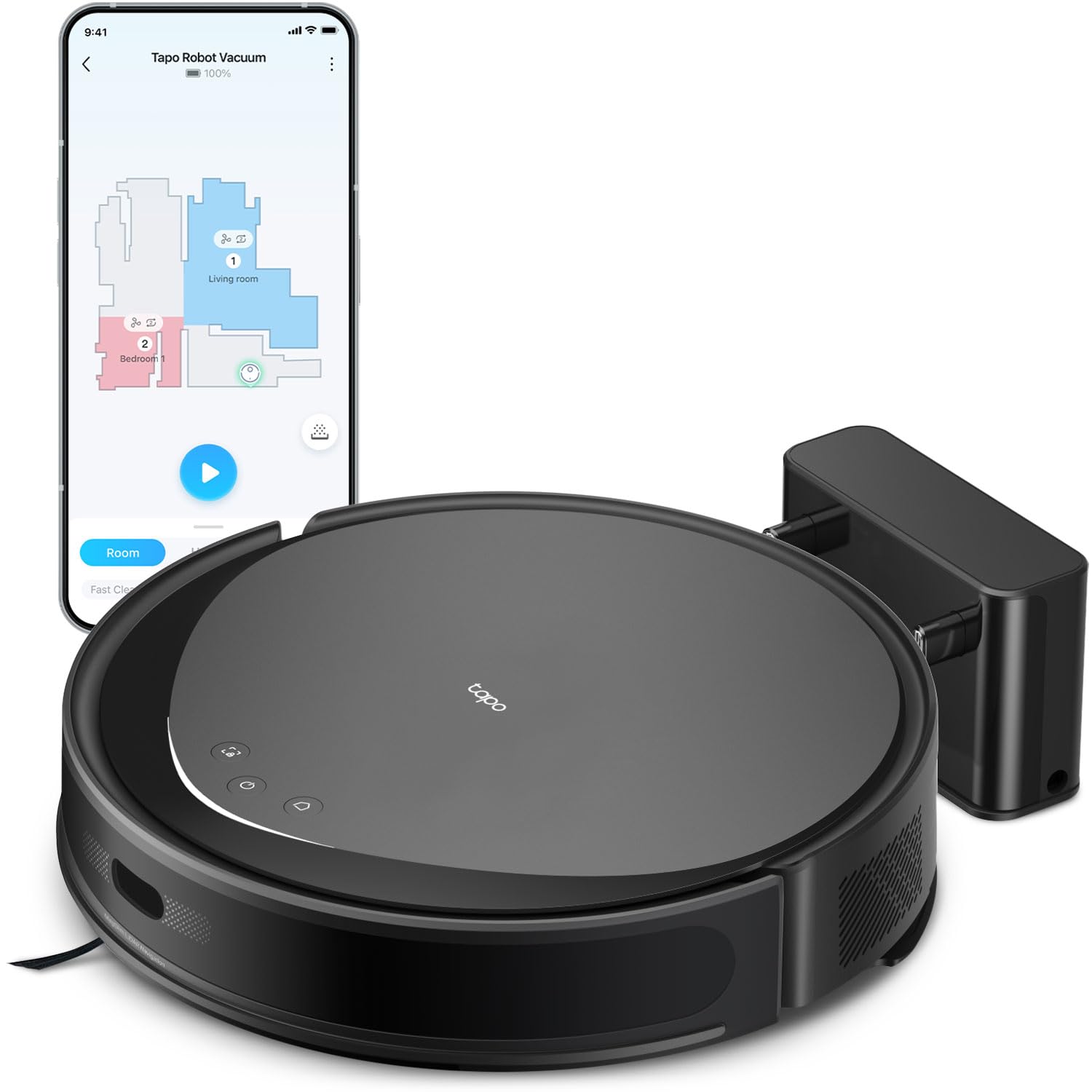 Tapo Ultra-Slim LiDAR Smart Navigation Robot Vacuum and Mop, 5300Pa Max, 97%+ Dust Pickup, Customizable Cleaning, Self-Charging, Works w/Alexa & Google Home, RV20 Max