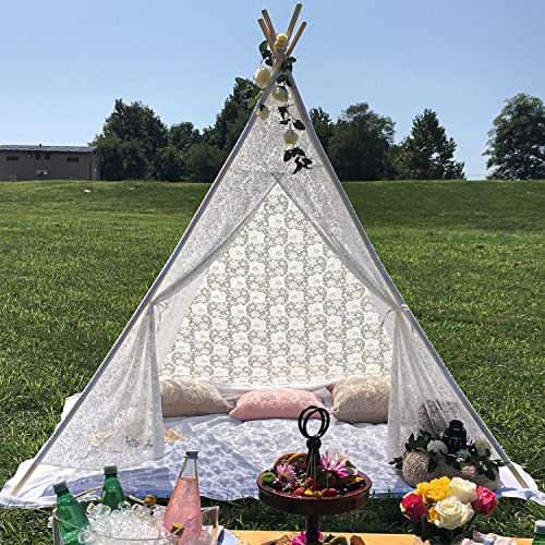 Huge Teepee Tent for Adult Super Large 85 inch Height Luxury Lace - Kids Adult Teepee Beach Tent for Party Outdoor Wedding Teepee Tent, Picnic Tent by Avrsol