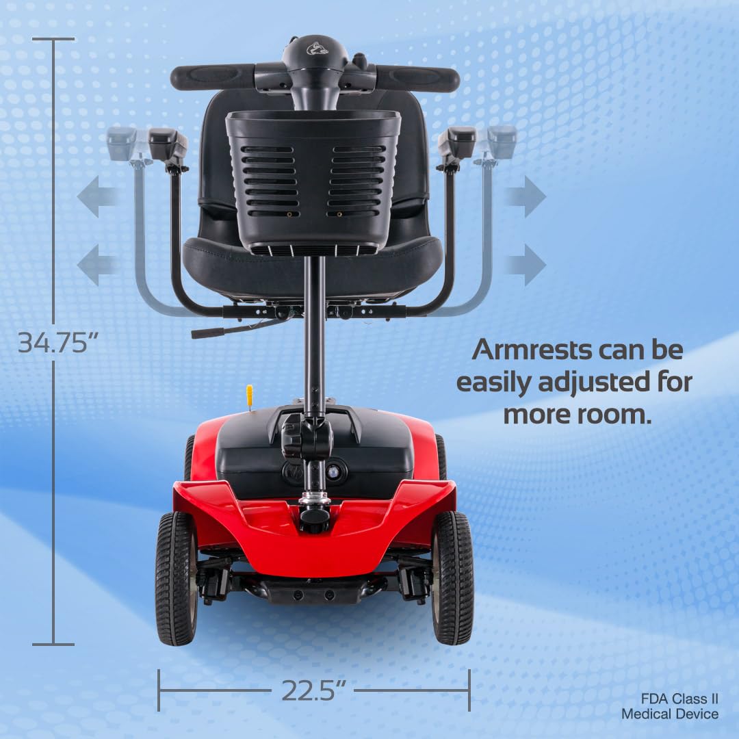 Rascal Venture 4-Wheel Portable Mobility Scooter for Travel, Easy Disassembly, Compact Design, 300 lb Capacity, Battery Included