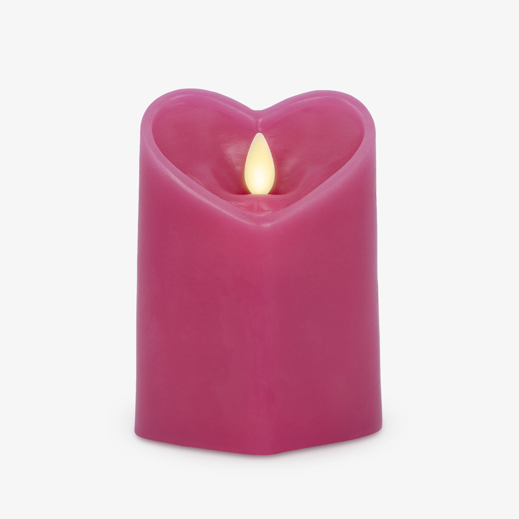 Luminara Raspberry Sorbet Flameless Candle Heart Shaped LED Pillar - 3.5" x 4.5" Valentine's Day Collection