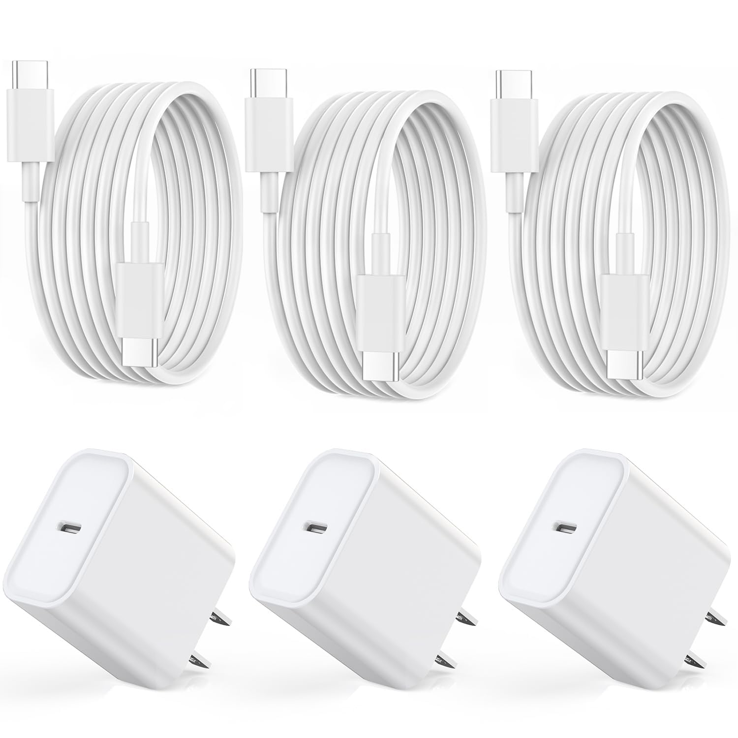 Fast Charger for iPhone 15, 3Pack USB C iPad Charger PD Fast Charger Block 6FT Long USB C to Type C iPhone 15 Charging Cable Cord for iPhone 15/15 Pro/15 Pro Max,iPad Pro 12.9/11inch, iPad Air 5th/4th