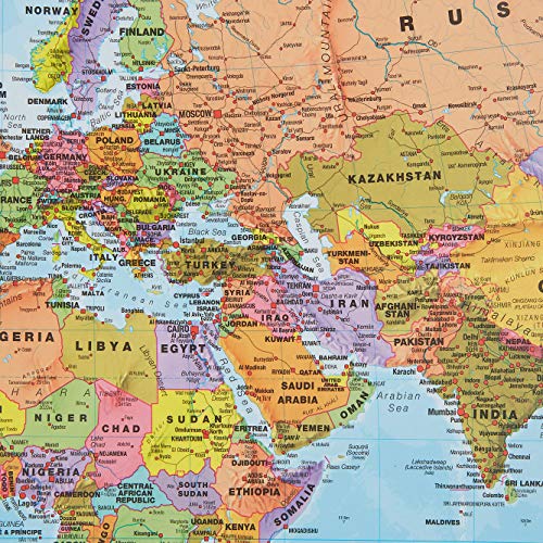 Maps International World Wall Map - Map of The World Poster - 23 x 33 - Front Lamination