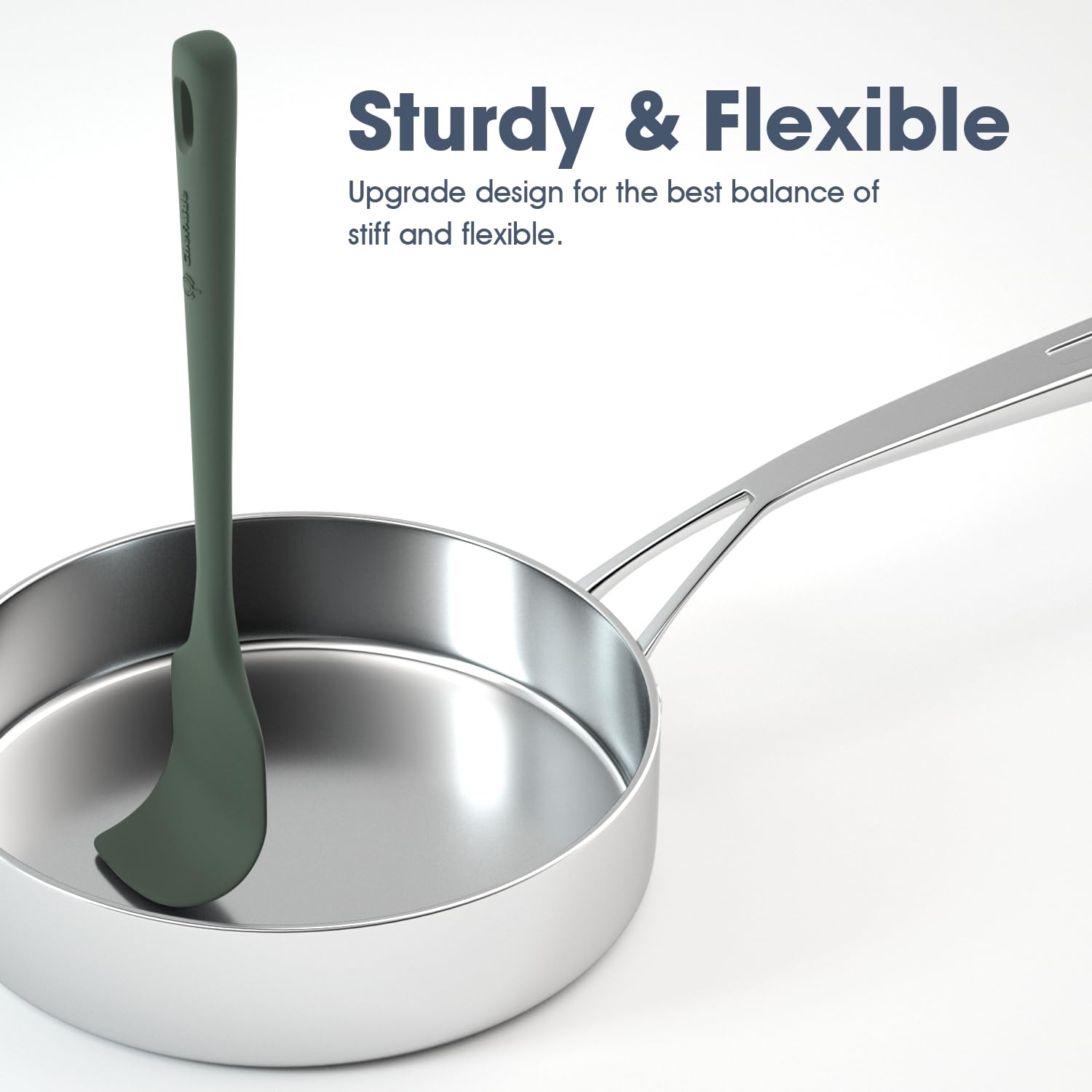 ChefAide 5 Pieces Silicone Spatula Set, Food Grade Rubber Spatula, Upgrade Strong Handle with Ergonomic Grip, Heat Resistant Up to 600°F for Nonstick Cookware, Cooking