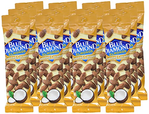 Blue Diamond Almonds, Toasted Coconut Flavored Snack Nuts, Single Serve Bags (1.5 Oz. Tubes, Pack of 12)