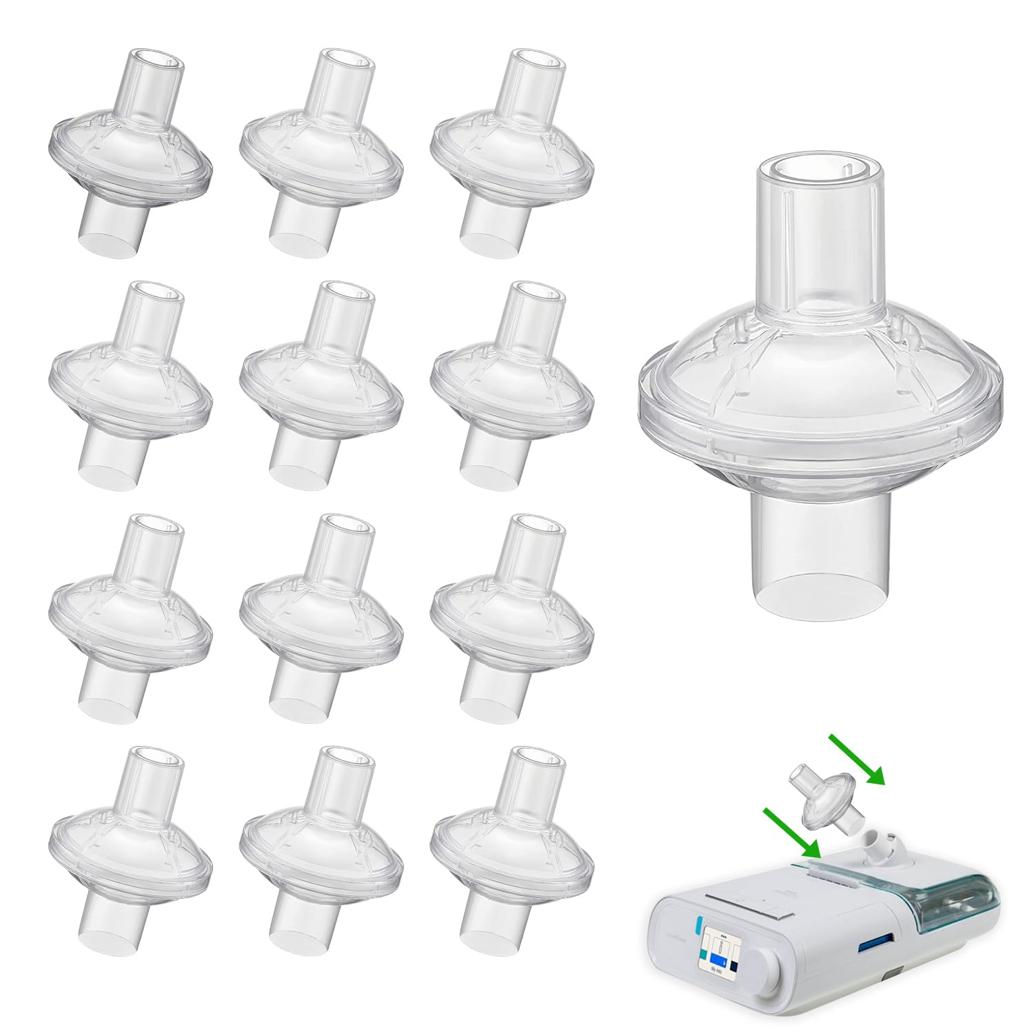 12 Pack Universal Fit in Line Filter for CPAP and BiPAP Machines - Improve Your CPAP Experience with These Filters, for 22mm and 25mm CPAP Tube