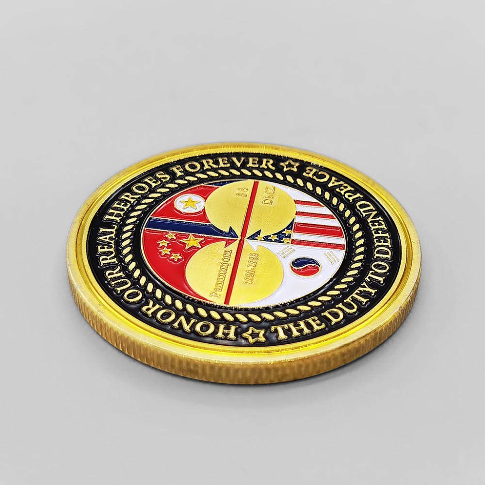 Exquisite Coin Korean War Commemorative Coin Colored Flag Commemorative Medal 38 Line Coin Korean War and Peace Commemorative Medal Perfect Replacement for Original Coins