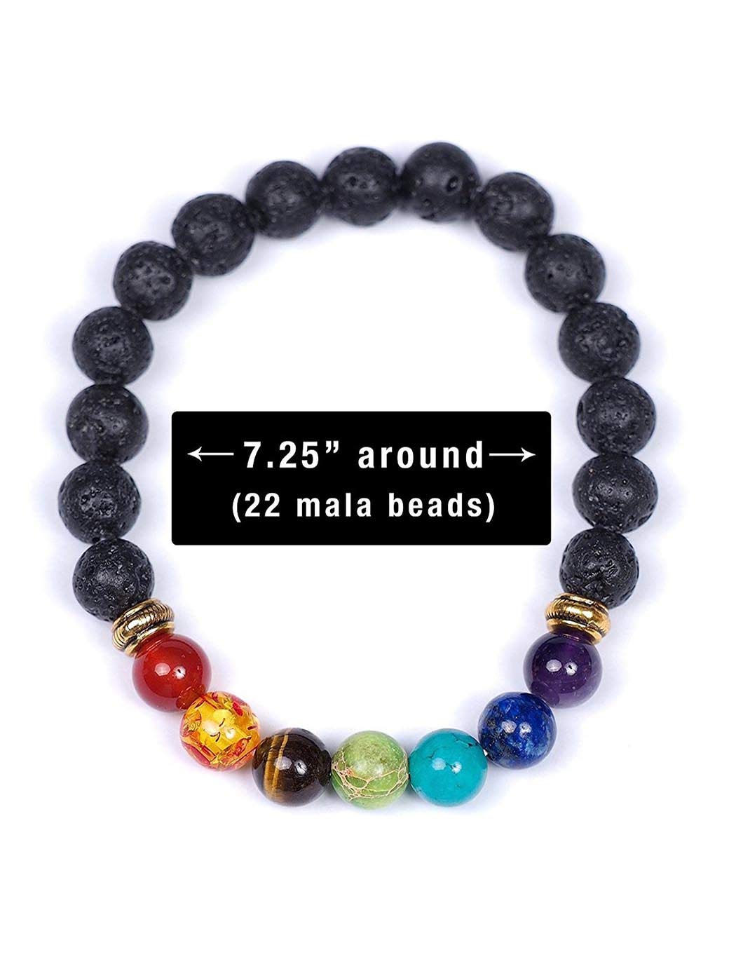 Men Women Stone Beads Stretch Strand Bracelets Healing Therapy Bracelets Gift, Black