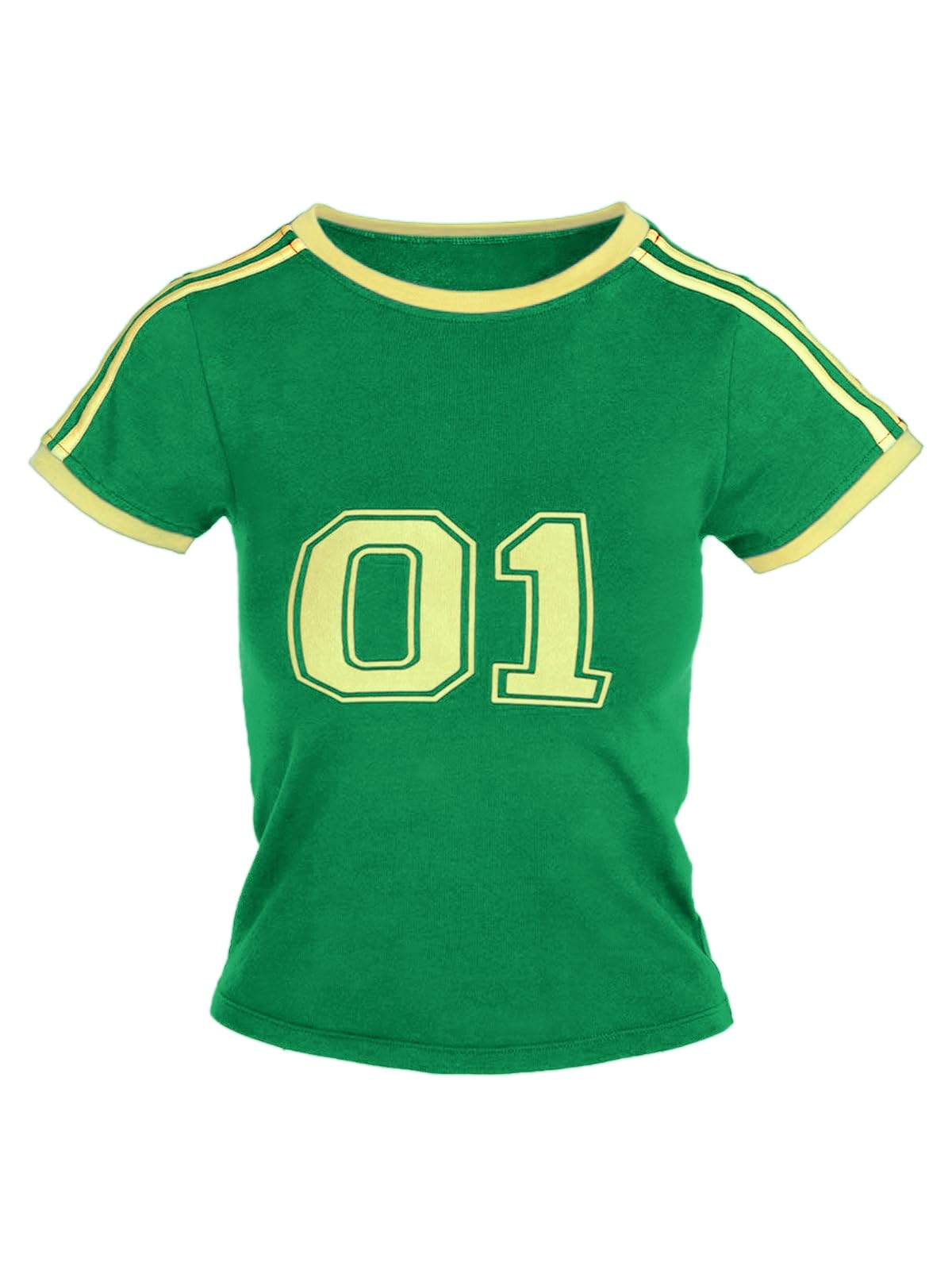 Imily Bela Womens Summer Crop Tops Y2k Baby Tees Cute Letter Print Short Sleeve Vintage T Shirt Green