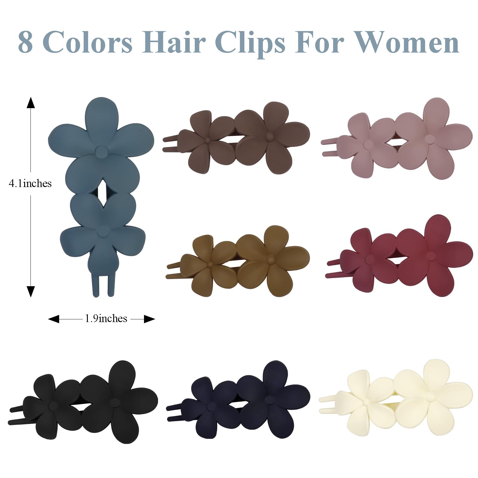 8 PCS Flower Hair Clips for Women, Claw Clips for Hair Claw Clip for Thin Thick Hair Flower Alligator Clips for Women Non slip Duck Billed Hair Clips for Styling Curly Hair Accessories