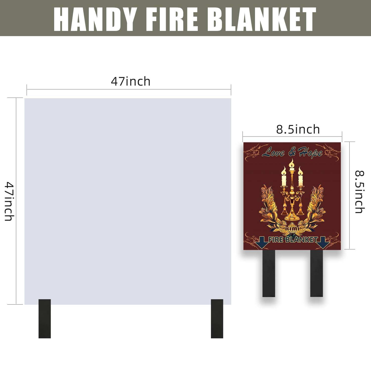 KIMIBOX Fire Blanket with Decoration Cover, Fiberglass Fire Emergency Blanket, Flame Suppression Retardant Fireproof Survival Blanket, 47x47 inches, Candle