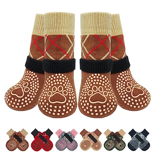 BEAUTYZOO Dog Socks to Prevent Licking Paws for Hardwood Floors Anti Slip, Dog Shoes Booties for Hot/Cold Pavement,Grippy Boots & Paw Protectors Traction Control for Small Medium Large Senior Dogs
