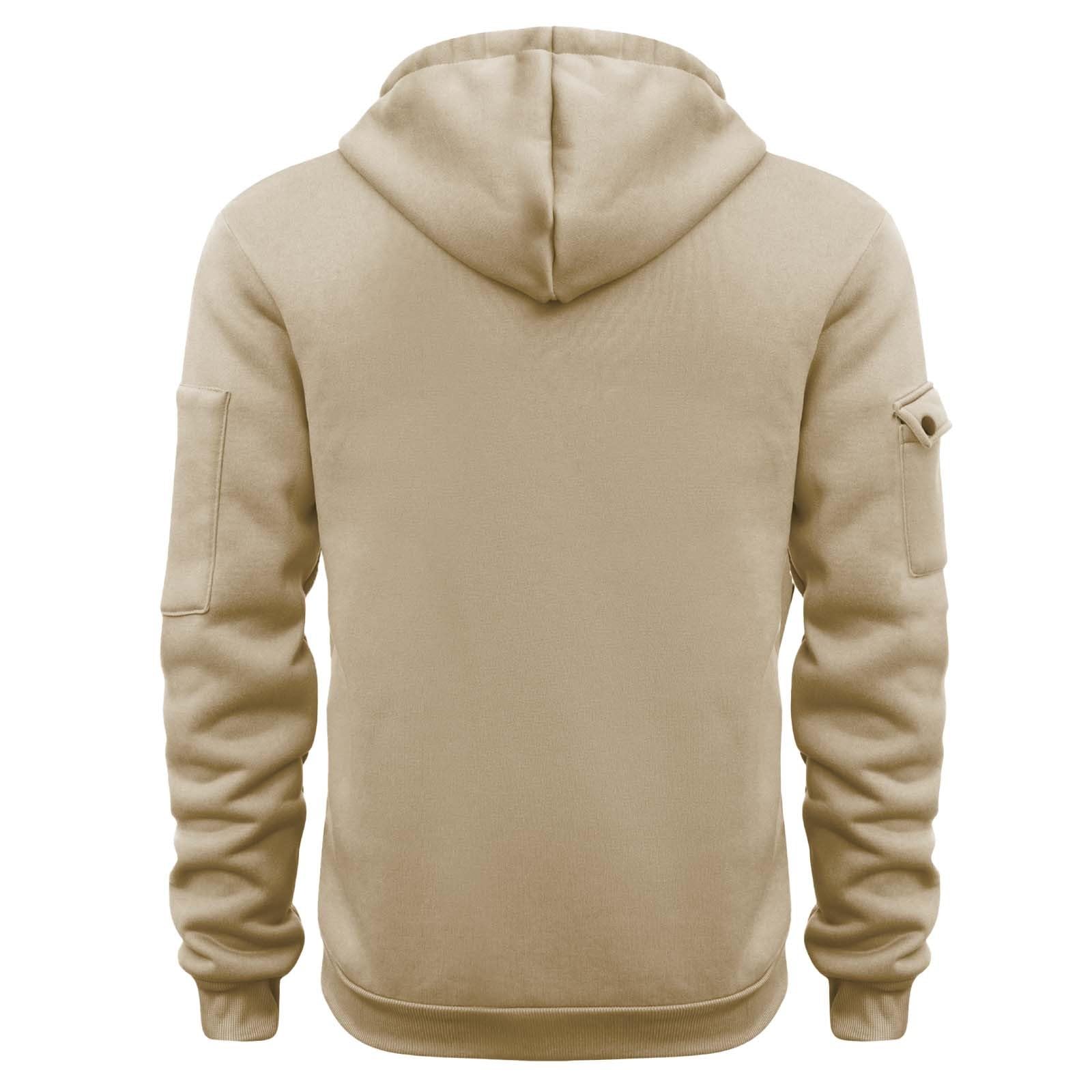 Senior Deals Of The Day, Quarter Zip Pullover Men, Camo Hoodie, Tactical Cargo Long Sleeve Workout Hoodie Vintage Jacket Winter Sweater Coats (B-Khaki, XL) Todays Daily Deals Clearance