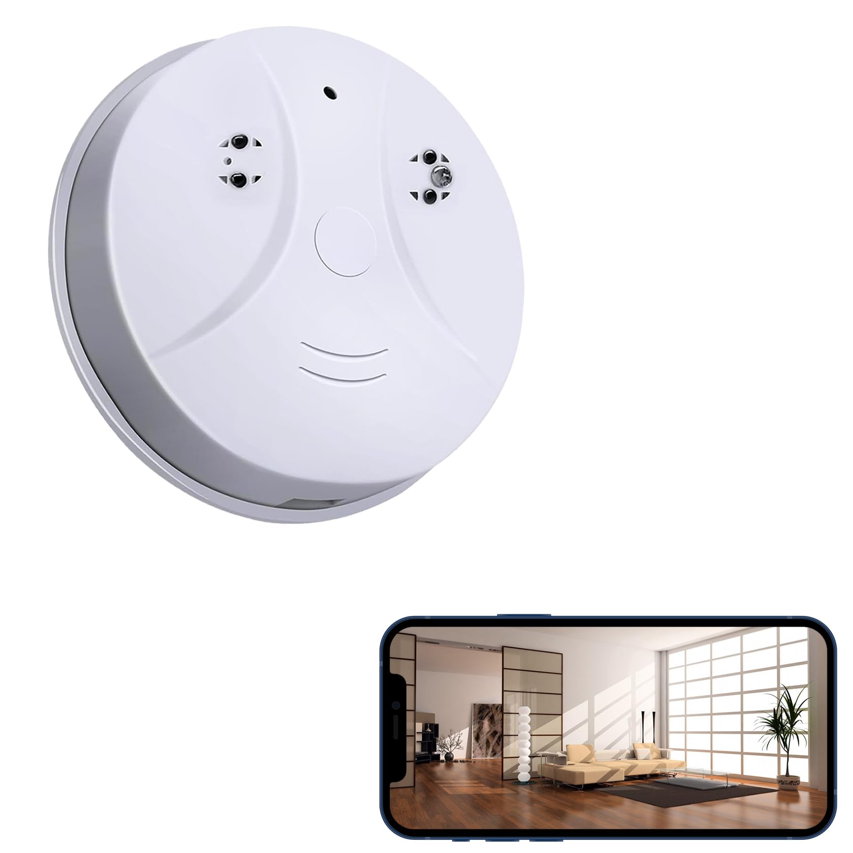 YUSYING Home Security Camera 1080P Indoor with Smoke Detector, WiFi Smart Nanny Camera with Night Vision and Motion Detection for Home,Business