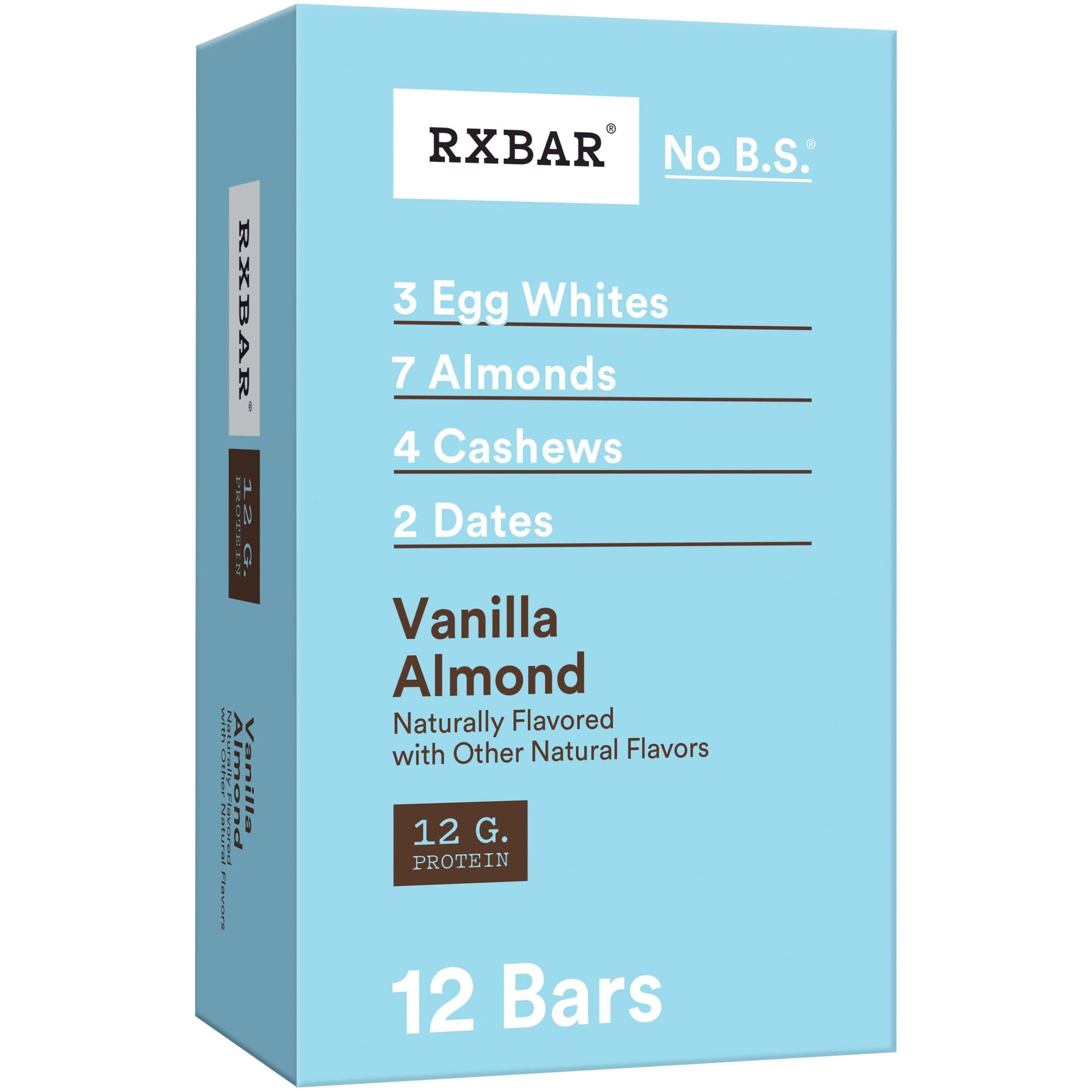 RXBAR Protein Bars, Protein Snack, Snack Bars, Vanilla Almond, 22oz Box (12 Bars)