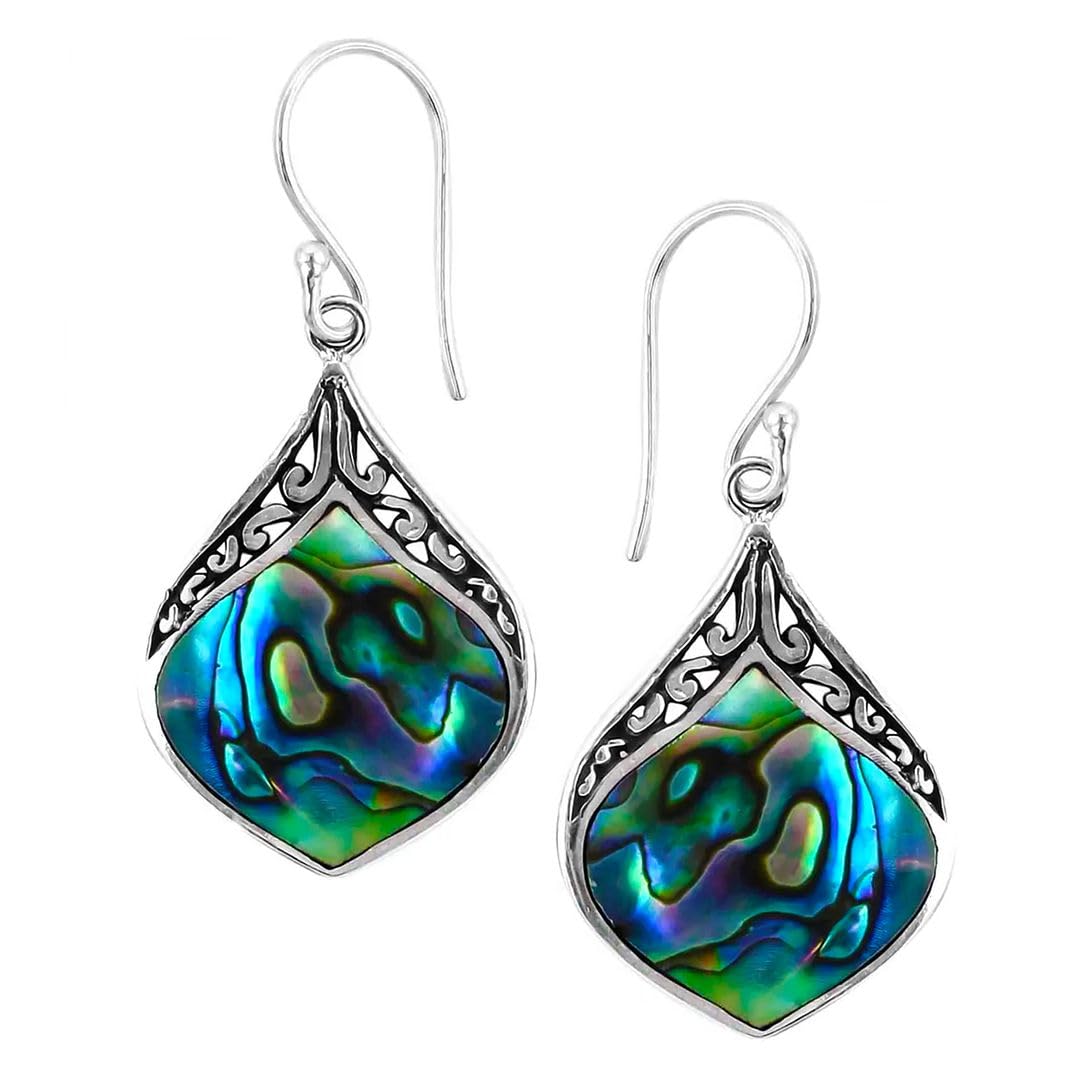 Shop LC Boho Handmade Abalone Shell Dangle Drop Earrings Beach Vintage Jewelry 925 Sterling Silver Medium Unique Gifts for Women Costume Jewelry for Women Birthday Gifts