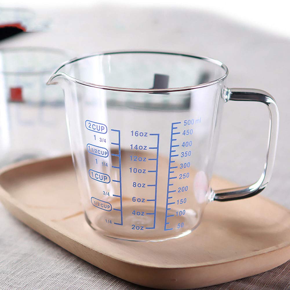 250ML Glass Measuring Cup, Heat-Resistant Borosilicate Glass Graduated Beaker Mug with Handle for Milk, Wine, Hot or Cold Liquid, Microwave, Oven Safe