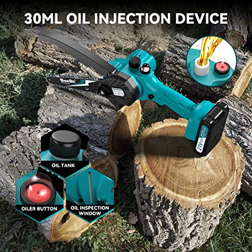 Seesii Mini Chainsaw 6 inch,Cordless Chainsaw w/ 2x2000mAh Batteries,Oiler System & Replacement Chain,Handheld Electric Chain Saw w/Safety Lock,Battery Powered Chainsaw for Wood Tree Cutting, CH600+