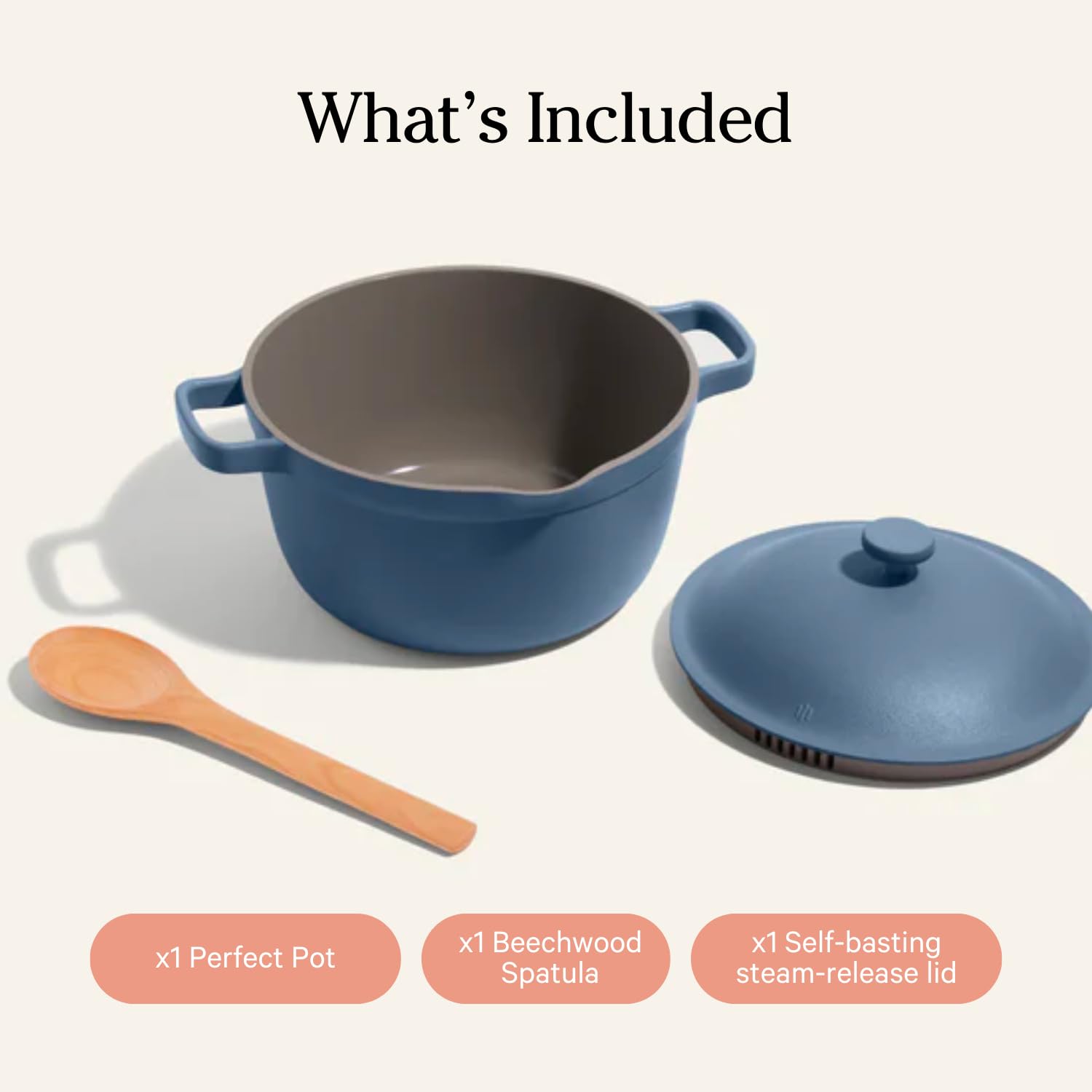 Our Place Perfect Pot - Mini. Nonstick Ceramic Sauce Pan with Lid | Versatile Cookware for Stovetop and Oven | Steam, Bake, Braise, Roast | PTFE and PFOA-Free | Toxin-Free, Easy to Clean | Blue Salt