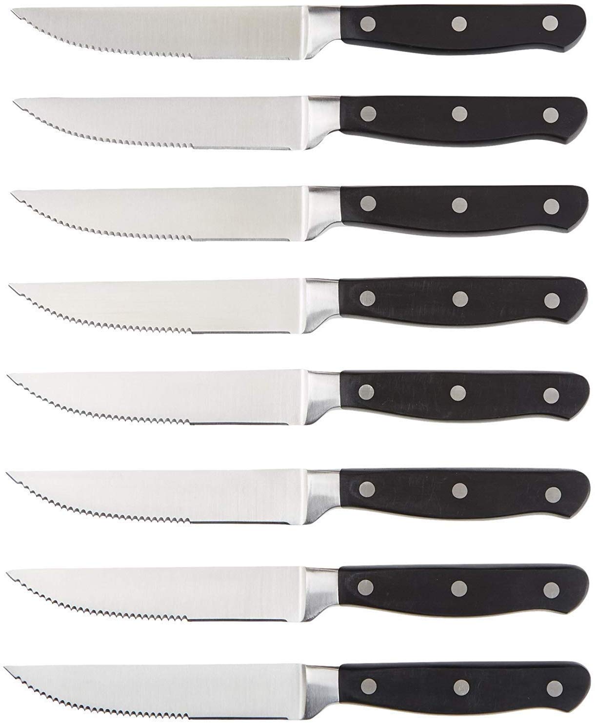 Amazon Basics 8-Piece Kitchen Steak Knife Set, Black