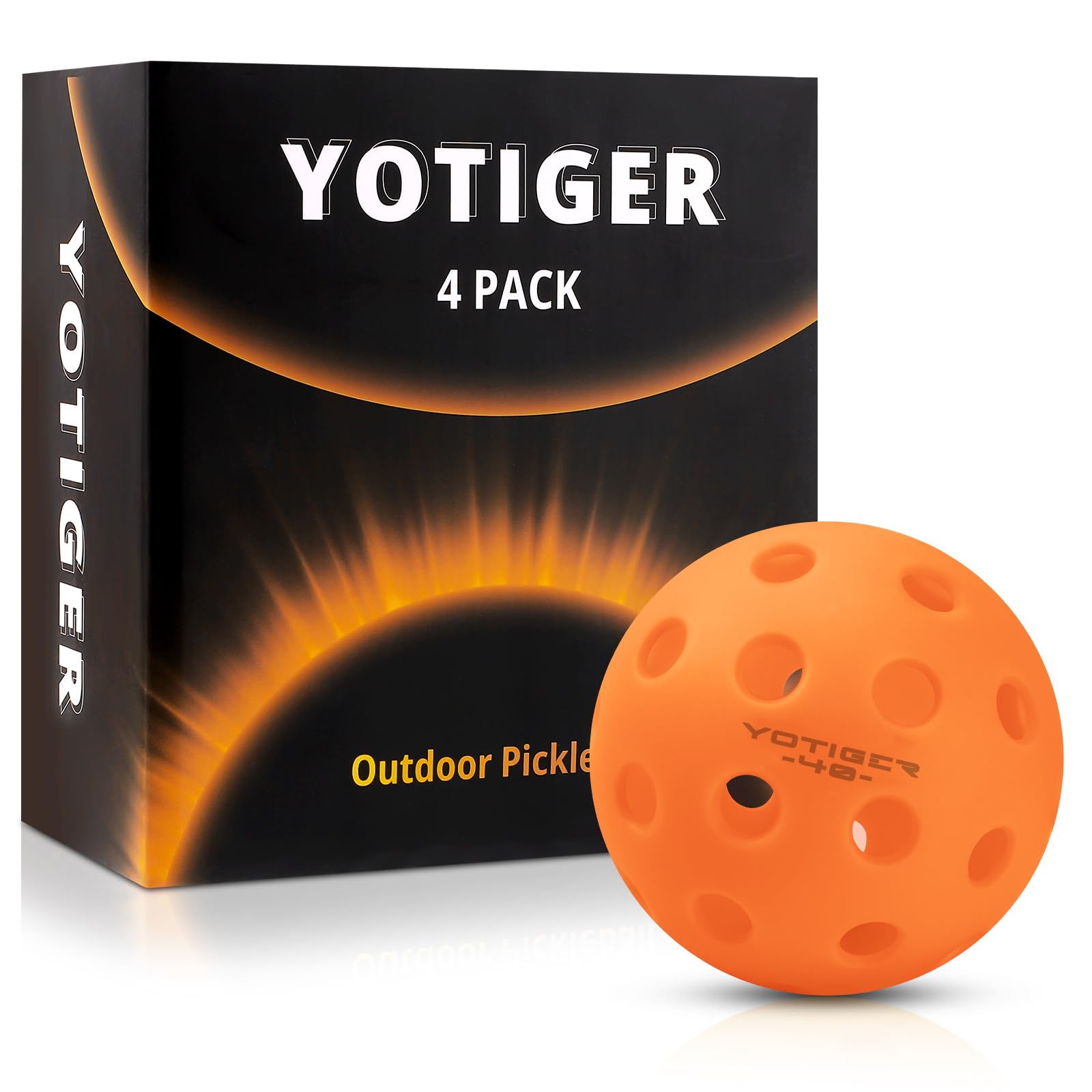 YOTIGER Pickleball Balls, 4 Pack 40 Holes Outdoor Pickleballs, High Bounce Orange Pickle Balls, Stylish and Durable Pickleball Balls for All Style Pickleball Paddles & All Skill Levels