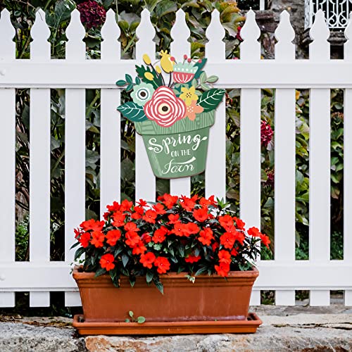 Yookeer Hello Spring Decorations for Home Spring Welcome Wreaths Sign for Front Door for Home Hanging Sign(Spring on the Farm Style)