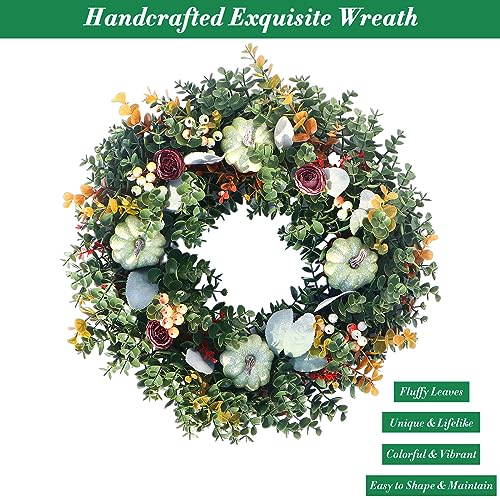24" Wreaths for Front Door, Spring Summer Wreath with Tulip Wreath, Butterfly, Lavender and Eucalyptus, Vivid Artificial Floral Wreath for Wall Window Farmhouse Party Holiday Home Décor