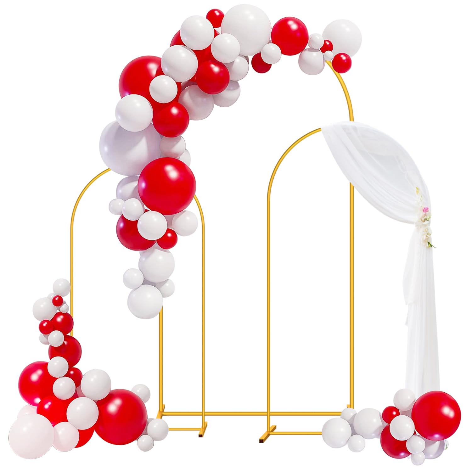 WEKASTON Metal Arch Backdrop Stand Wedding Arch Backdrop Frame Set of 3 (7.2FT, 6.6FT, 6FT) Gold Arch Stand Garden Floral Decoration Backdrop Stand for Wedding Ceremony Birthday Party Baby Shower