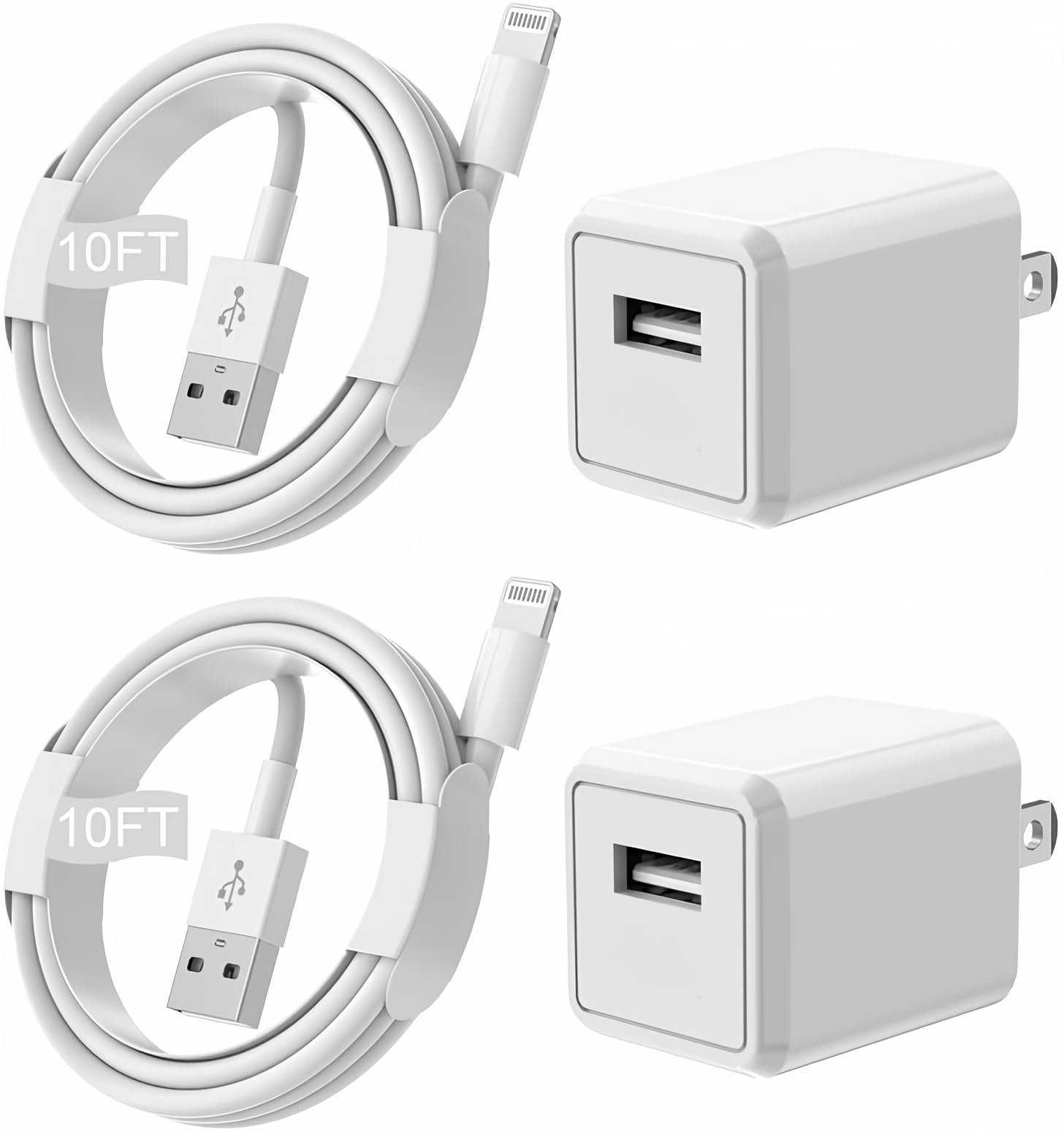 iPhone Charger,Extra Long 2 Pack 10FT Lightning Cable Cube iPhone 12 Charger Charging Transfer Cord Cable with USB Plug Wall Charger Block Travel Adapter for iPhone 14/13/12/11/SE2022/8/7/XS/XR/X/iPad