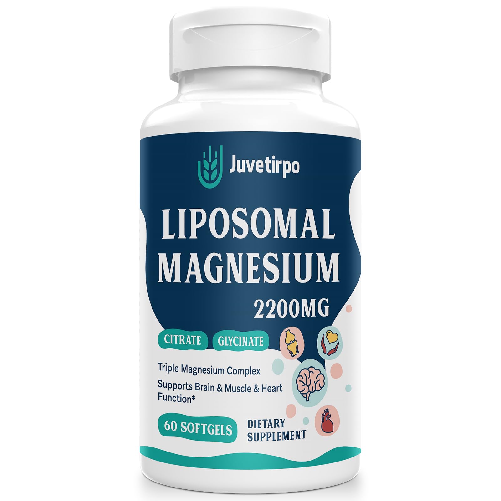 Liposomal Magnesium Complex 2200MG Softgels, Magnesium, Magnesium Glycinate, Magnesium Citrate, A Powerful Supplement, Gluten Free, 60 Softgels